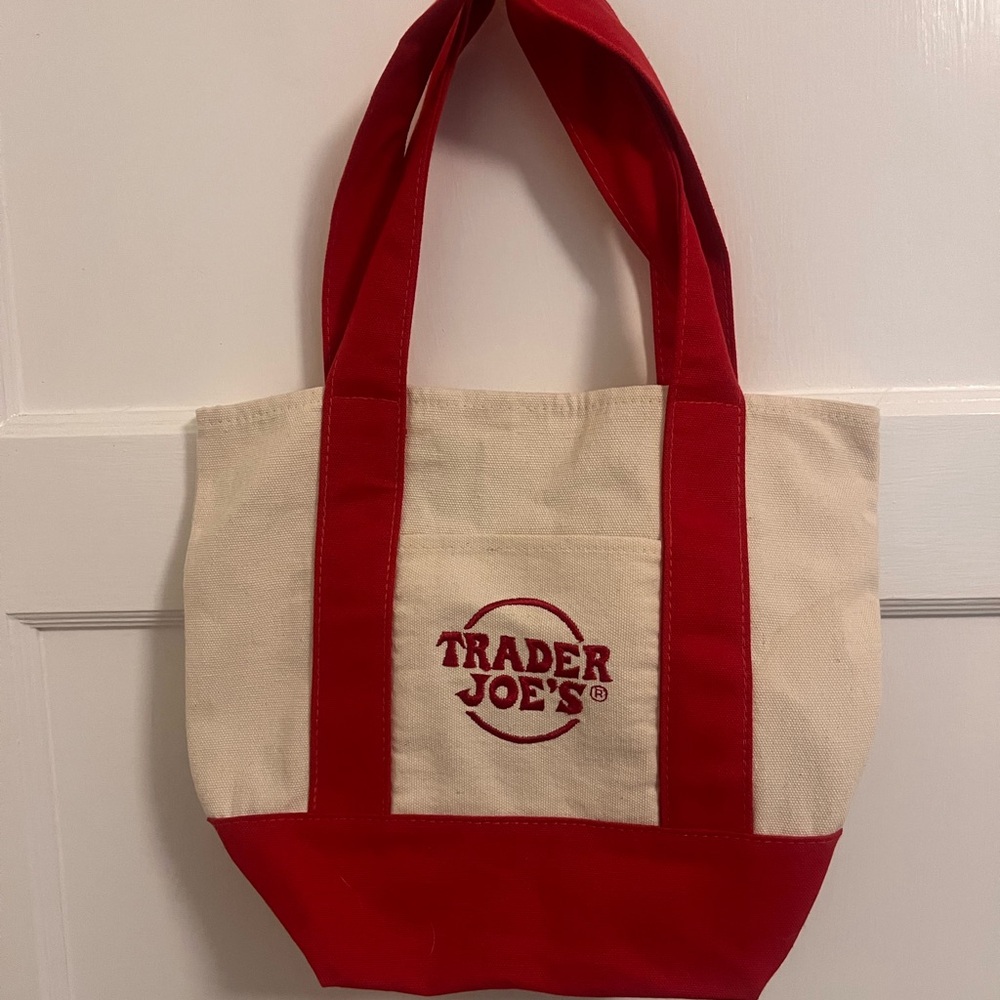 Pair of blue and red mini Trader Joe's Canvas Tote Bags - Picture 3 of 3